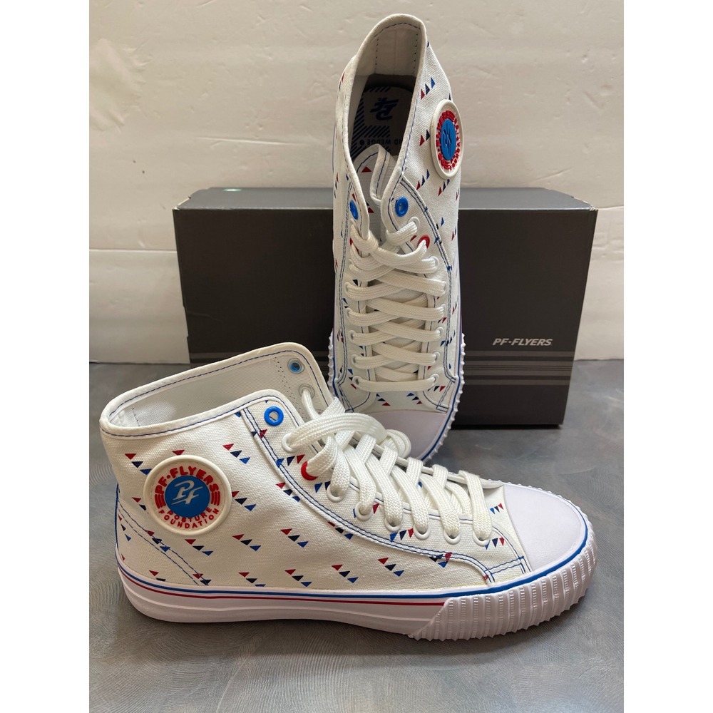 PF Flyers Rolland Berry High Top Sneakers Mens 8 Womens 9.5 White New Box Print